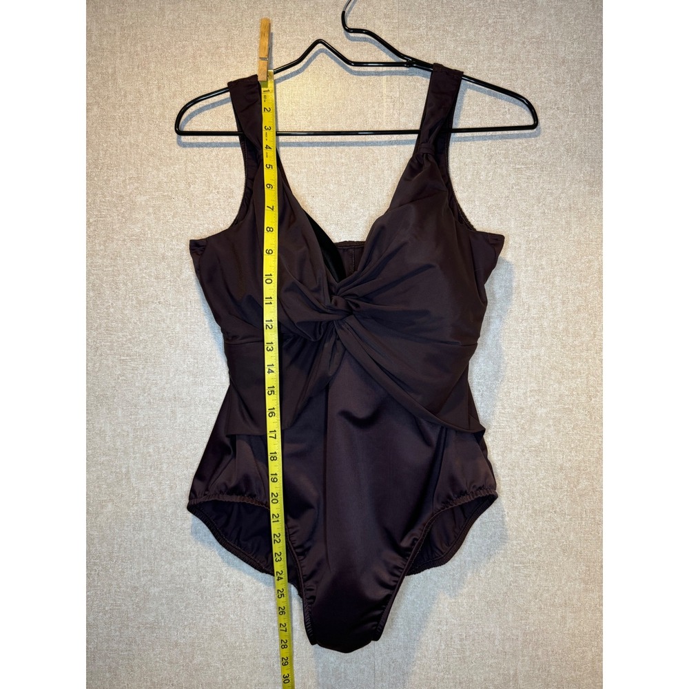 Miraclesuit Estilo Cocoa Brown Twist Front One Piece Swimsuit Slimming Size 16W - Picture 6 of 9